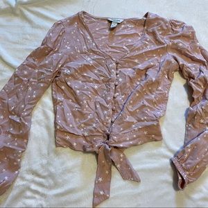 Baby Pink Crop Button Cropped Top